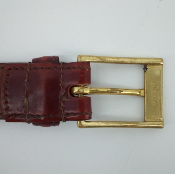 Rare Vintage DOONEY & BOURKE Red Brown Leather Belt Wellington Calf 36 Gold - Picture 5 of 9